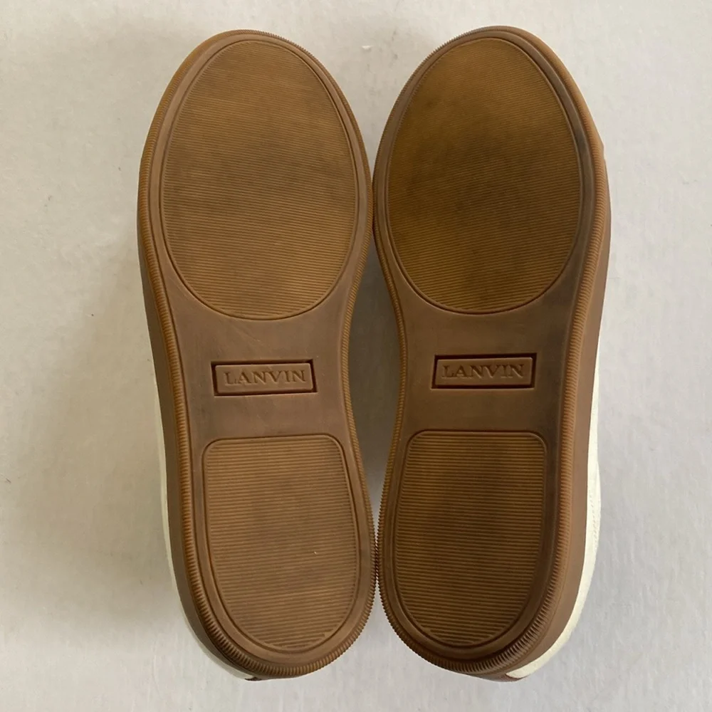 LANVIN Men’s Cream/Brown Lace Up Sneakers Size 11 - Picture 5 of 9